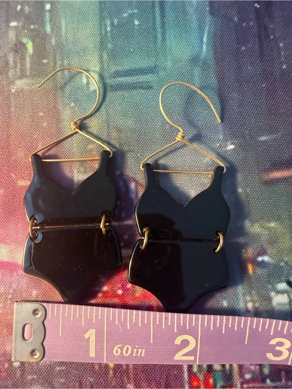 Handcrafted Black Bathing Suit Statement Earrings for Women